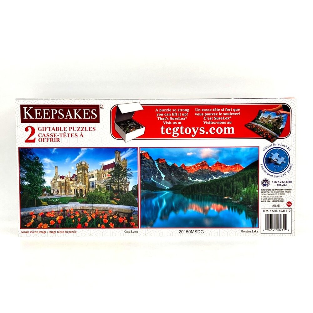 Keepsakes 2 Giftable 500-Piece JIgsaw Puzzles Casa Loma Moraine Lake Scenes New - Picture 2 of 15